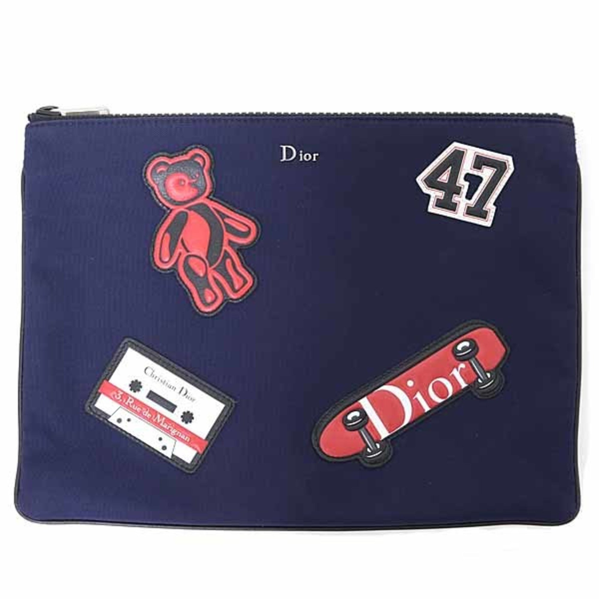 Christian Dior Nylon Pouch Bear, Cassette Tape, Skateboard, Size 47, Navy And...